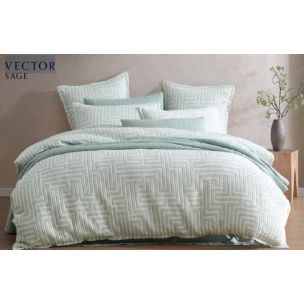 VECTOR SAGE KING QUILT COVER SET LOGAN & MASON