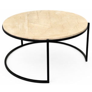 VERA MARBLE TOP ROUND COFFEE TABLE - IRON LEG