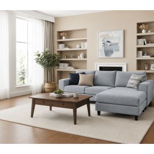 YARRA SOFA REVERSIBLE SOFA CHAISE - COCO POWDER BLUE FABRIC