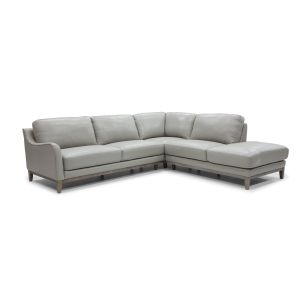MODICA RHF CORNER SOFA CHAISE LEAD GREY LEATHER