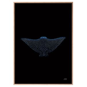 EAGLE RAY DARK FRAMED CANVAS ARTWORK