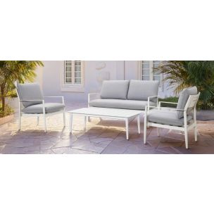 FRENCH 4 PIECE OUTDOOR SOFA SET BONE WHITE