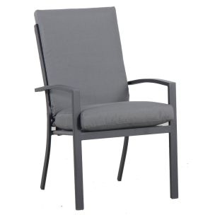 MATZO HIGH BACK GUNMETAL OUTDOOR CHAIR WITH CUSHION