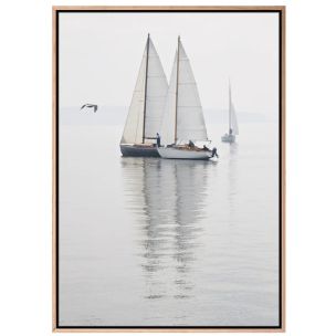 VINTAGE MARITIME CANVAS ARTWORK WITH NATURAL FRAME - 1000 X 700